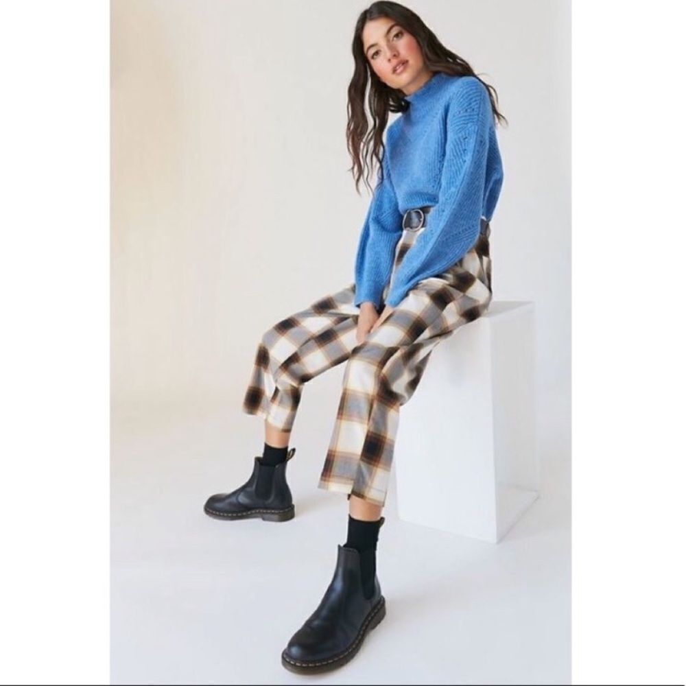 Urban Outfitters Dalton Pleated Mid-Rise Trouser Pant Yellow Brown Size XS